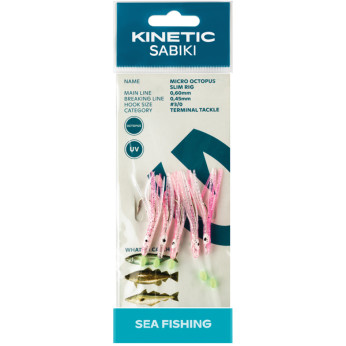 Kinetic Sabiki blksprut makrel/torsk, 5stk Pink/glimmer