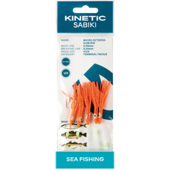 Kinetic Sabiki blksprut makrel/torsk, 5stk Orange/glimmer