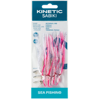 Kinetic Sabiki blksprutte torsk/sej, 3stk Pink/glimmer